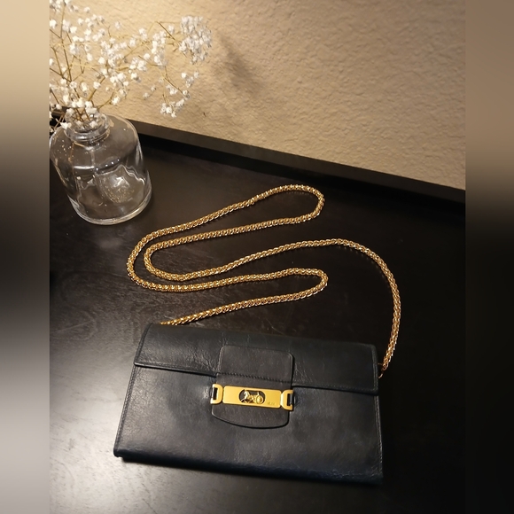 Vintage Celine Crossbody Leather Tri-fold Long Wallet on a Chain - Picture 3 of 15